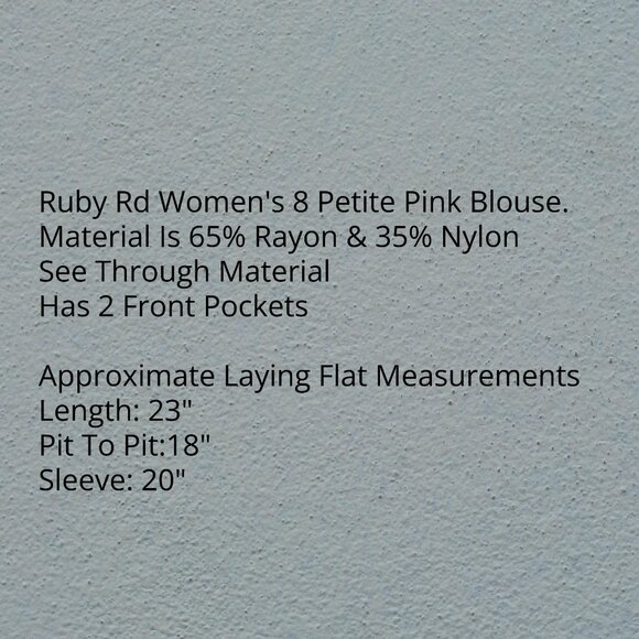 Ruby Rd Women's 8 Petite Pink Blouse - Picture 7 of 7